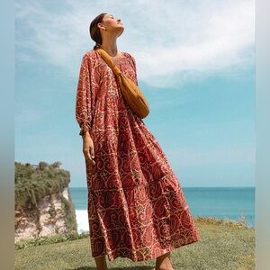Cleobella Kamala Kaftan Anthropologie Dress Organic Cotton Boho Maxi - Large